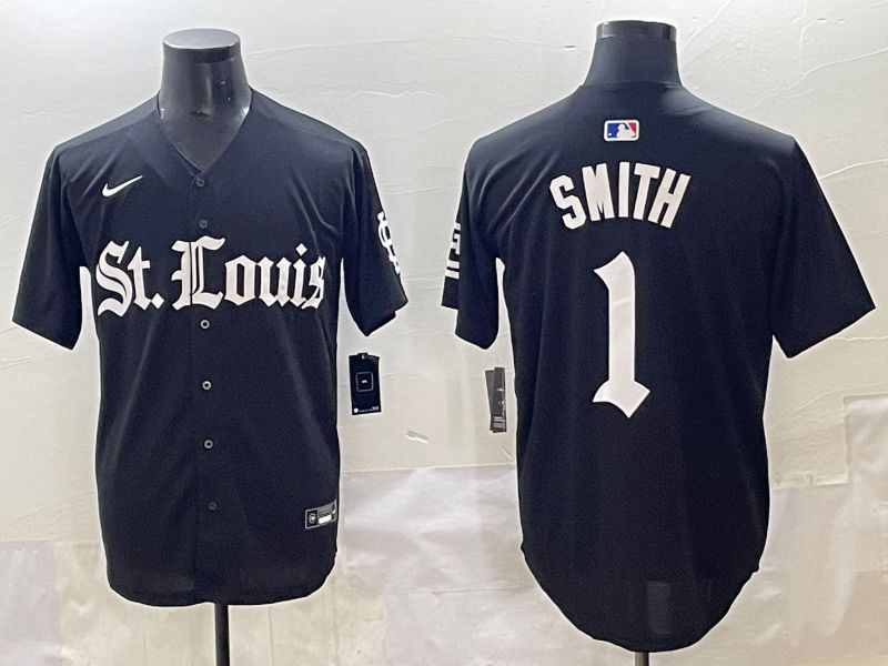 Men 2025 St.Louis Cardinals #1 Smith Black Five generations Joint Name Nike MLB Jersey style 2